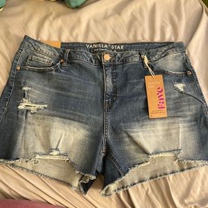 Plus distressed jean shorts